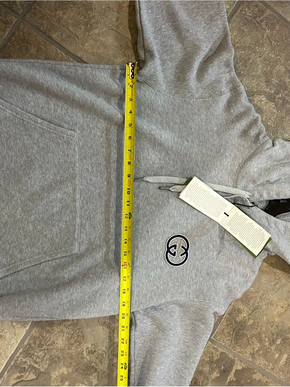 Men's Gucci embroidered interlocking, G jersey, cotton hoodie, size medium